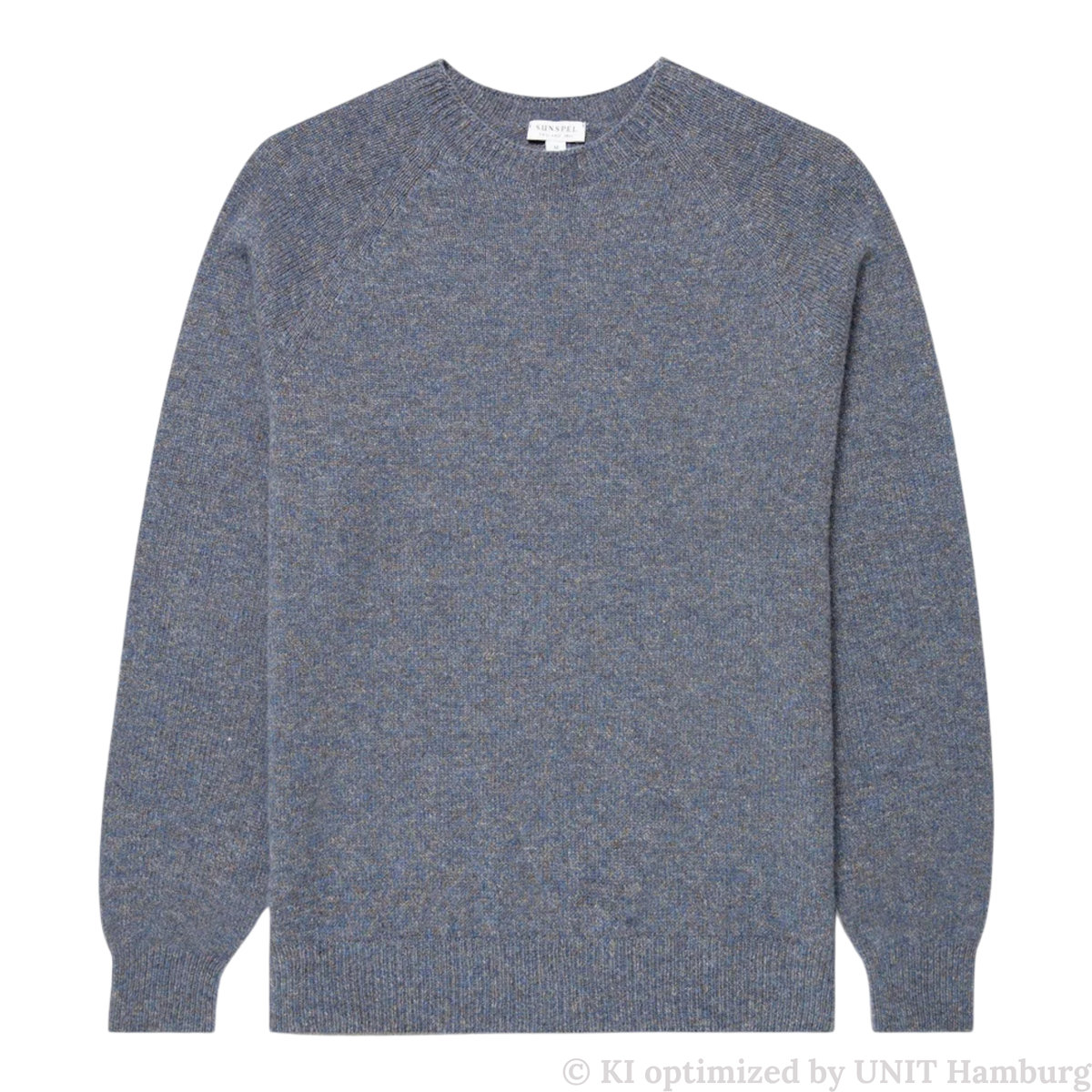 Watermarked - Sunspel Lambswool Crew Neck Denim Twist
