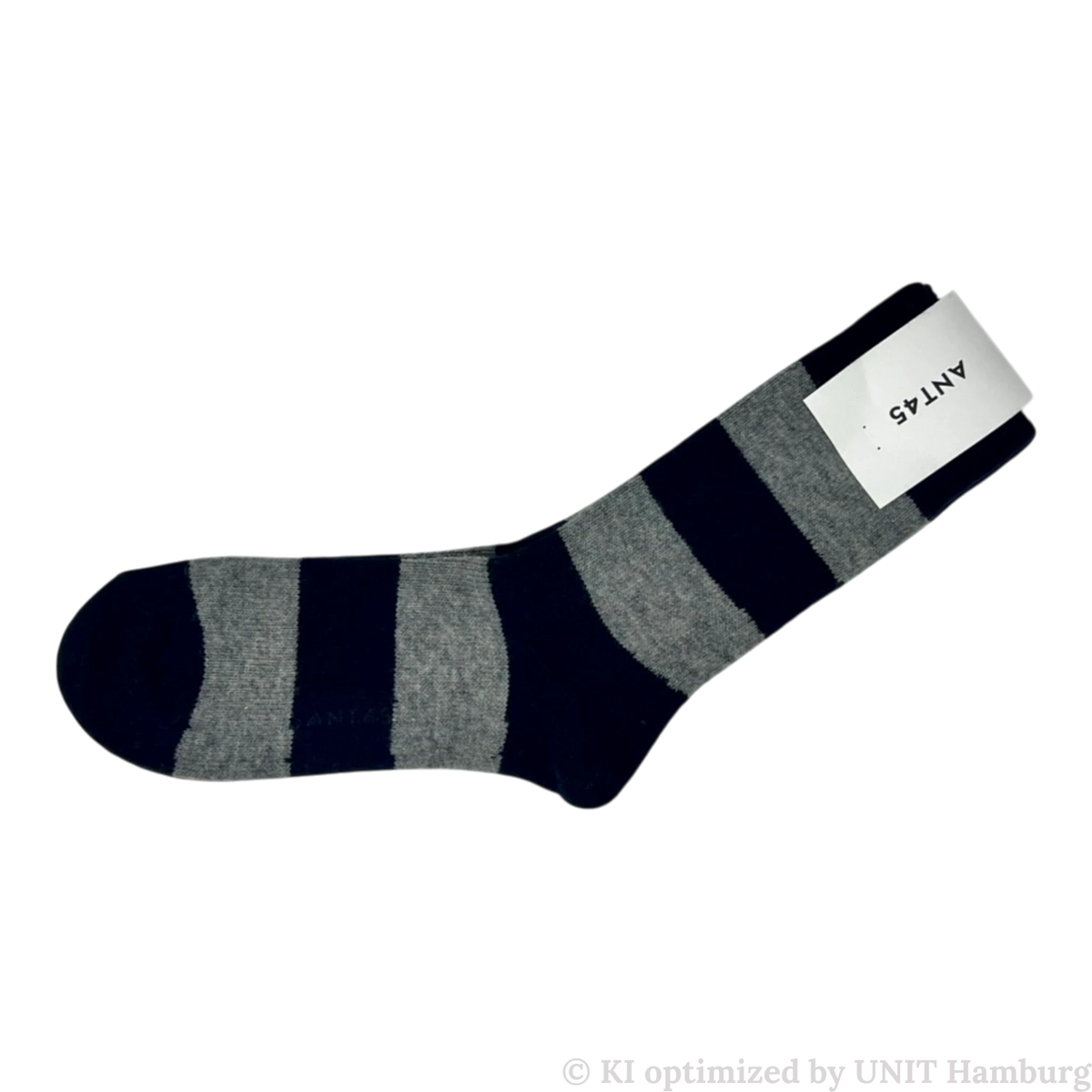 Watermarked - ANT45 GEEL Socken grau-navy gestreift aus Wollmix