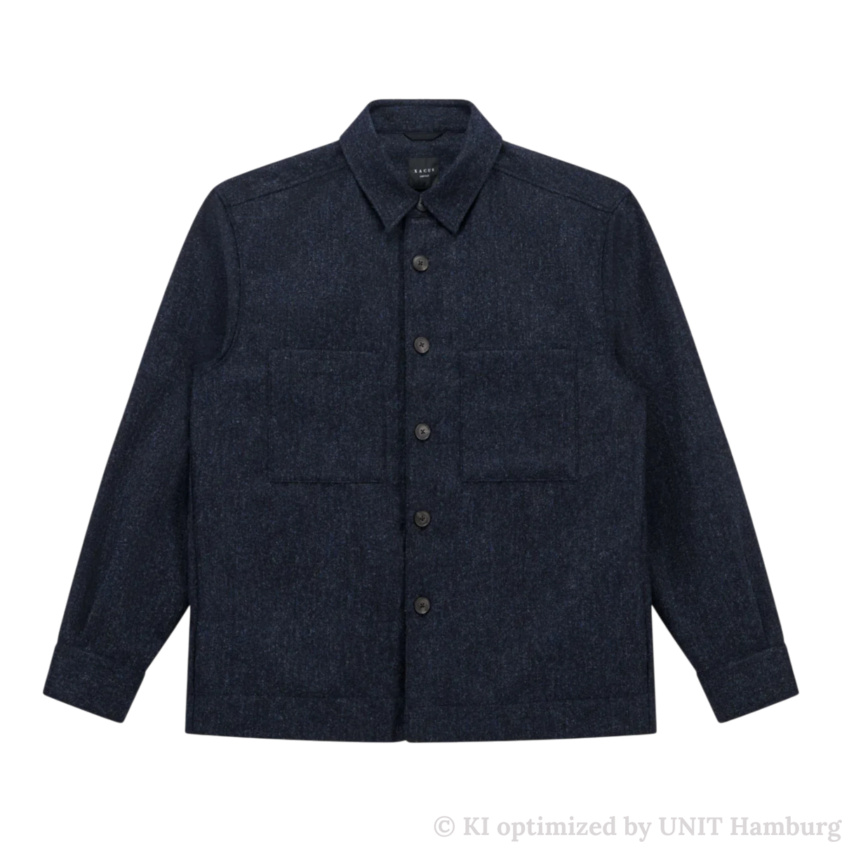 Watermarked - Xacus, Unfold Wool Overshirt aus Shetlandwolle, navy