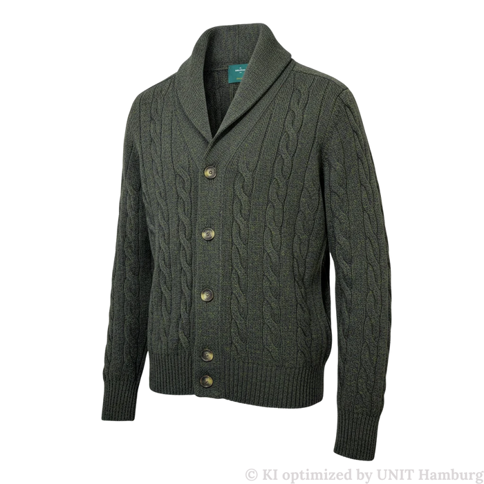 Watermarked - Gran Sasso Shetland Cardigan in Moosgrün