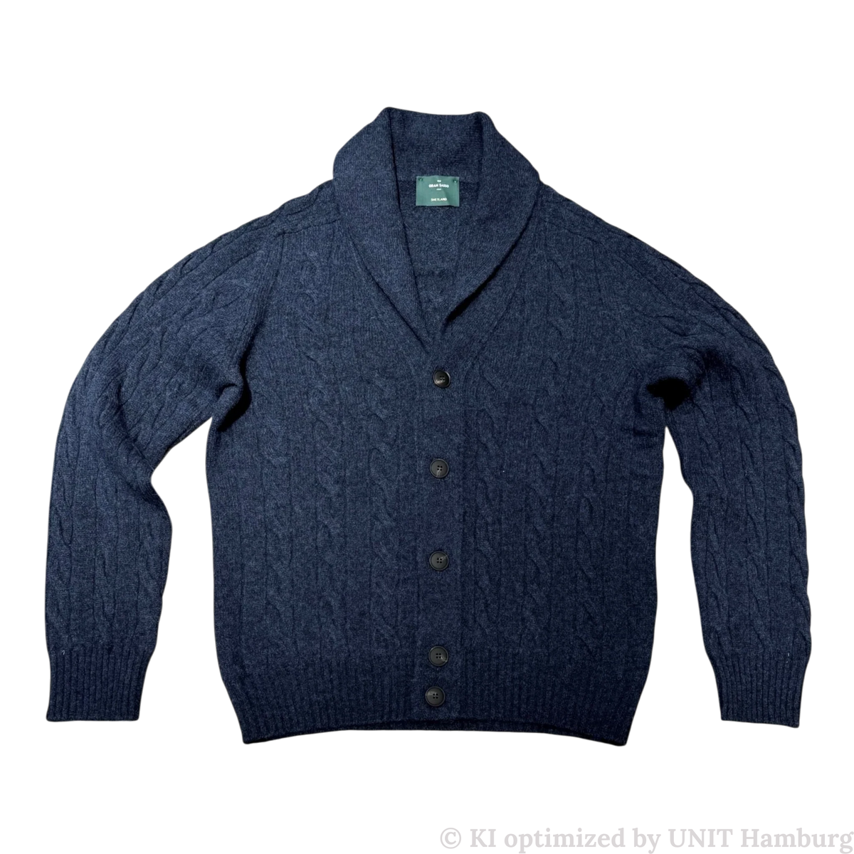 Watermarked - Gran Sasso Cardigan aus Shetland-Wolle, blau