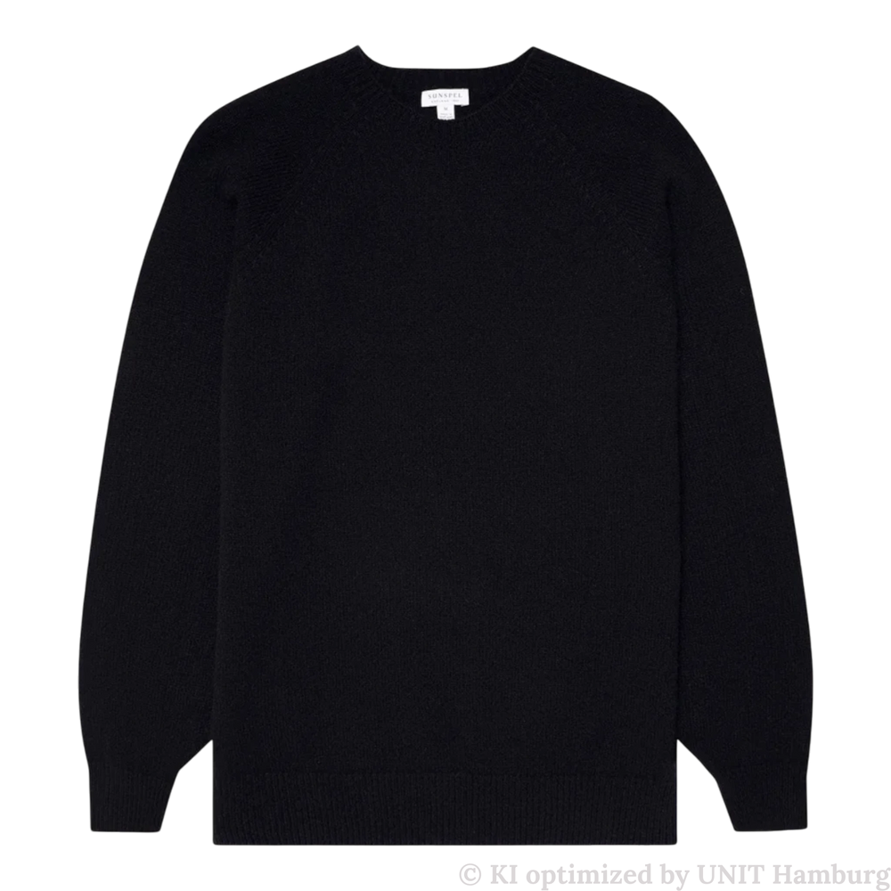 Watermarked - Sunspel Lambswool Crew Neck Dark Navy Mouline