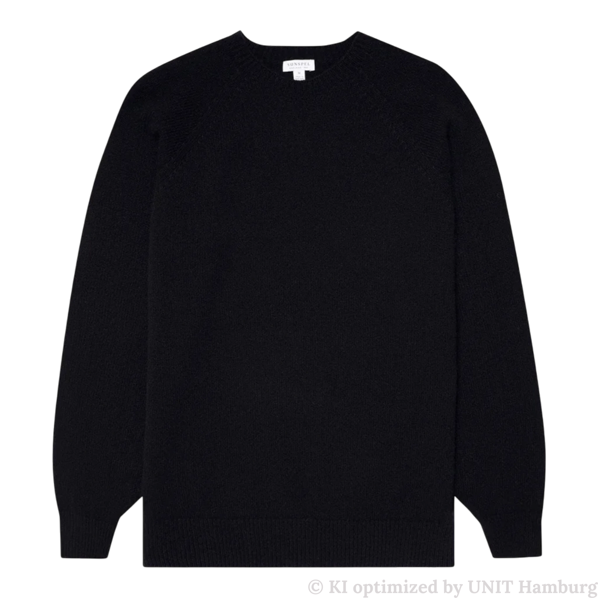 Watermarked - Sunspel Lambswool Crew Neck Dark Navy Mouline