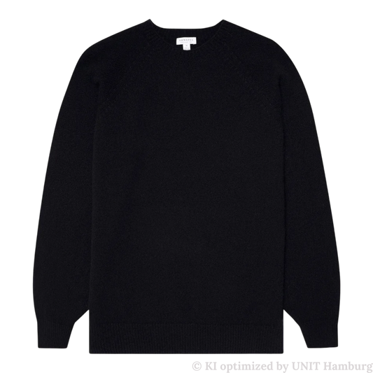 Watermarked - Sunspel Lambswool Crew Neck Dark Navy Mouline