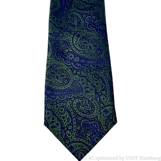 Watermarked - Ascot, Seidenkrawatte, Paisley, grün-blau