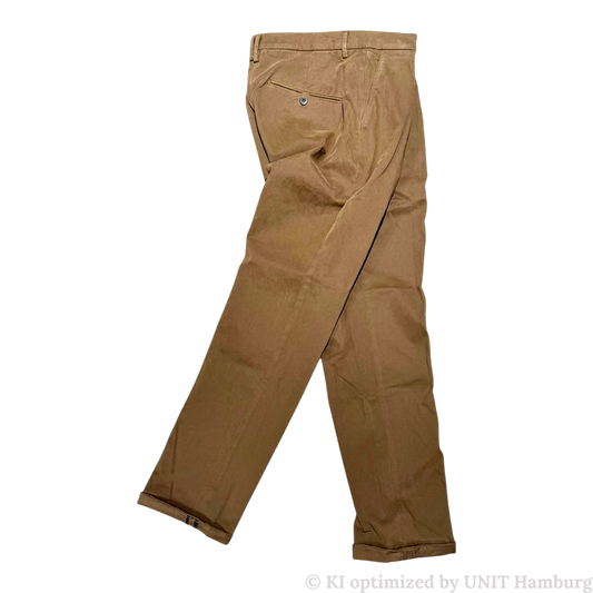Watermarked - Never Laundry Chino dunkelbeige mit Bundfalte