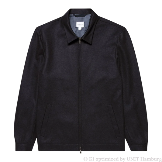 Watermarked - Sunspel Boiled Wool Harrington Jacket Navy