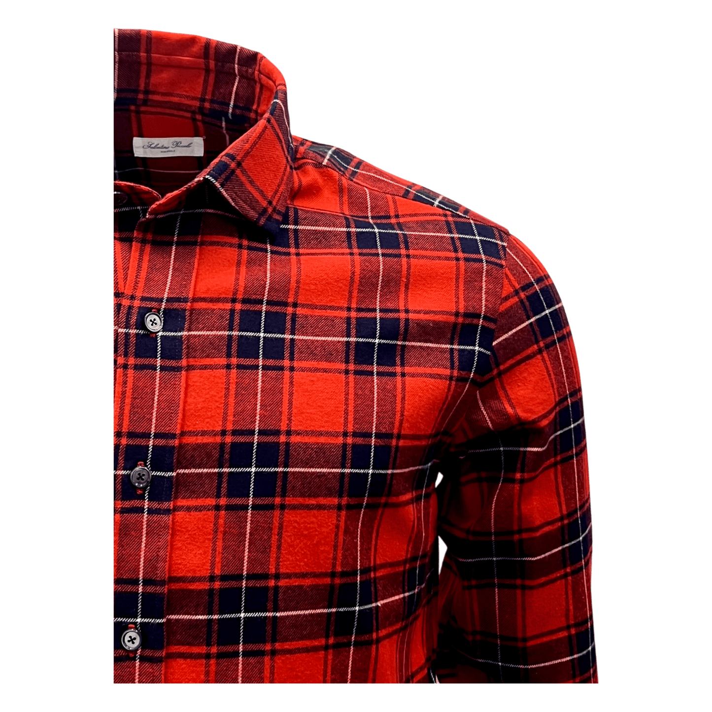 Salvatore Piccolo, neapolitanisches Flanell Karohemd, rot/navy - UNIT Hamburg