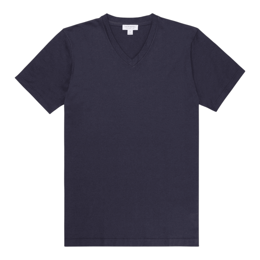 UNIT Hamburg - Sunspel, Riviera V Neck T-Shirt, navy - Sunspel