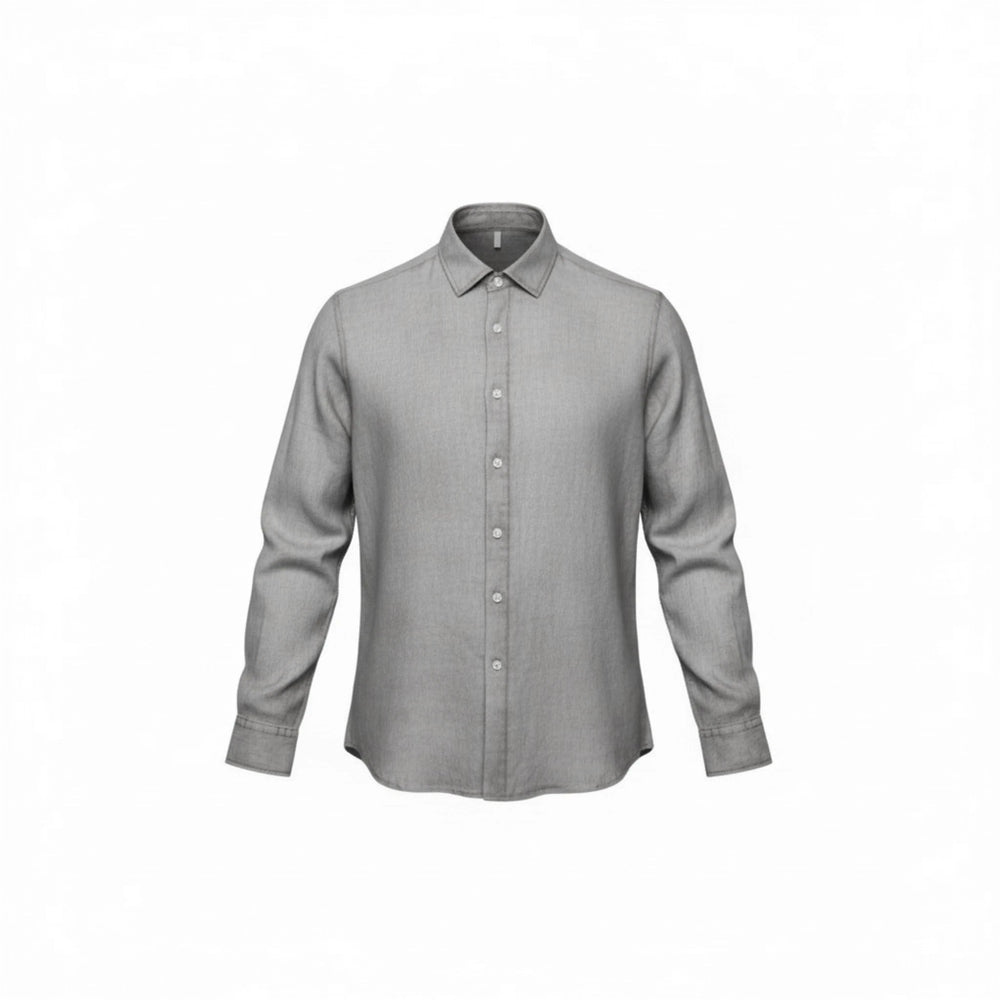 UNIT Hamburg - XACUS Leinenhemd Grau mit G_PWDR - Färbung, grau - Xacus