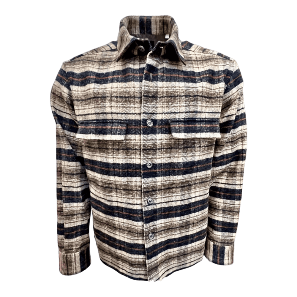 UNIT Hamburg - Xacus Overshirt Herren kariertes Overshirt mit Taschen, braun - Xacus