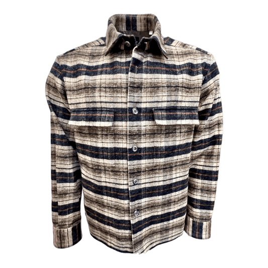 UNIT Hamburg - Xacus Overshirt Herren kariertes Overshirt mit Taschen, braun - Xacus