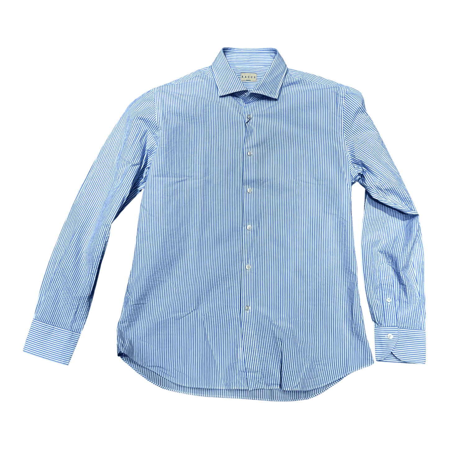 UNIT Hamburg - Xacus Seersucker Hemd, blauer Römerstreifen – Made in Italy - Xacus