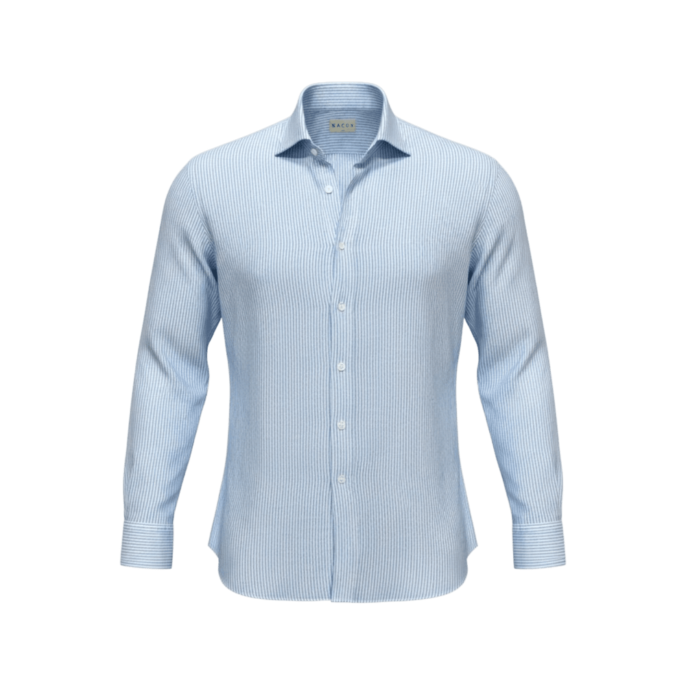 UNIT Hamburg - Xacus, Washed Linen Stripe, hellblau auf Weiß - Xacus